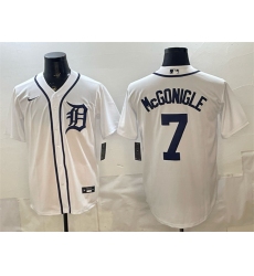 Men's Detroit Tigers #7 Kevin McGonigle White Cool Base Stitched Baseball Jersey