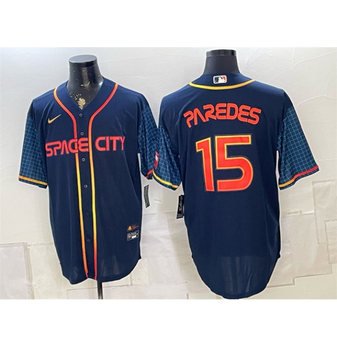 Men's Houston Astros #15 Isaac Paredes Navy City Connect Cool Base Stitched Jersey