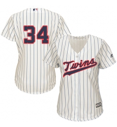 Women's Majestic Minnesota Twins #34 Kirby Puckett Replica Cream Alternate Cool Base MLB Jersey