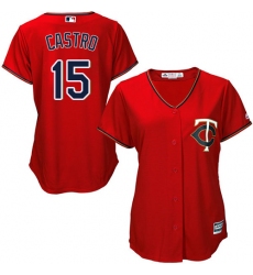 Women's Majestic Minnesota Twins #15 Jason Castro Authentic Scarlet Alternate Cool Base MLB Jersey