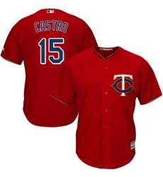 Youth Majestic Minnesota Twins #15 Jason Castro Replica Scarlet Alternate Cool Base MLB Jersey