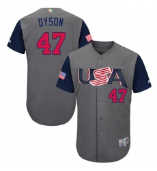 Men's USA Baseball Majestic #47 Sam Dyson Gray 2017 World Baseball Classic Authentic Team Jersey