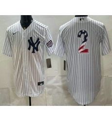 Men's New York Yankees #2 Derek Jeter White 2026 USA 250 Fourth of July Home Stadium Stitched Jersey