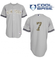 Men's Majestic New York Yankees #7 Mickey Mantle Replica Grey USMC Cool Base MLB Jersey