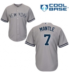 Youth Majestic New York Yankees #7 Mickey Mantle Replica Grey Road MLB Jersey