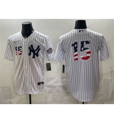 Men's New York Yankees #15 Thurman Munson White 2026 USA 250 Fourth of July Home Stadium Stitched Baseball Jersey