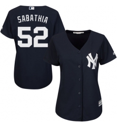 Women's Majestic New York Yankees #52 C.C. Sabathia Authentic Navy Blue Alternate MLB Jersey