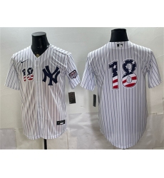 Men's New York Yankees #18 Johnny Damon White 2026 USA 250 Fourth of July Home Stadium Stitched Baseball Jersey