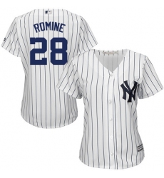 Women's Majestic New York Yankees #28 Austin Romine Authentic White Home MLB Jersey