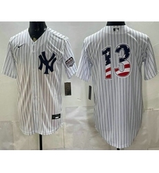 Men's New York Yankees #13 Jazz Chisholm Jr White 2026 USA 250 Fourth of July Home Stadium Stitched Jersey
