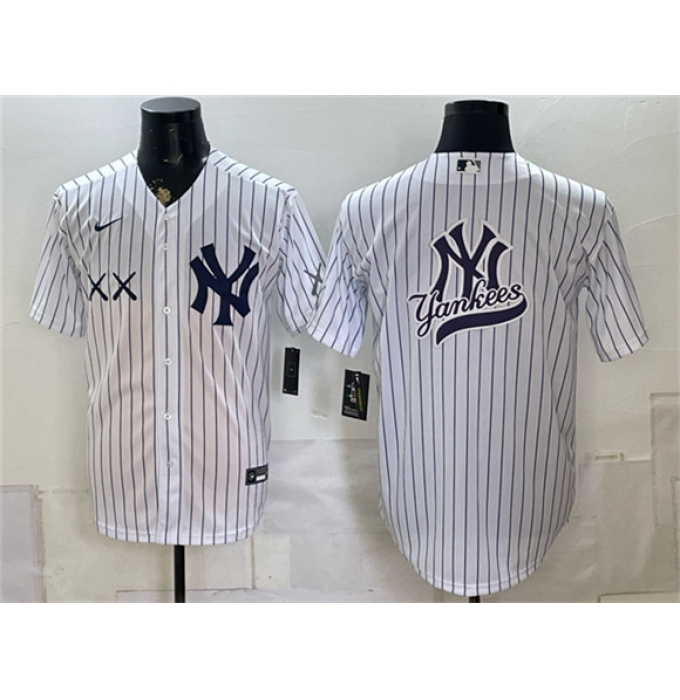 Men's New York Yankees x KAWS Team Big Logo White Stadium Stitched Baseball Jersey