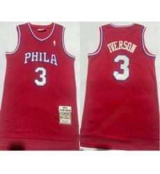 Men's Philadelphia 76ers #3 Allen Iverson 2002-03 Red Hardwood Classics Soul Swingman Throwback Jersey