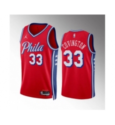 Men's Philadelphia 76ers #33 Robert Covington Red Statement Edition Stitched Jersey