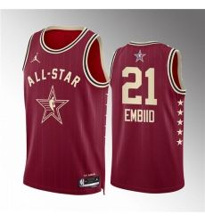 Men's 2024 All-Star #21 Joel Embiid Crimson Stitched Basketball Jersey