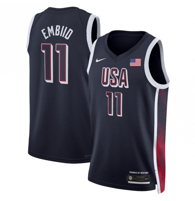Men's USA Basketball #11 Joel Embiid Navy 2024 Swingman Stitched Jersey