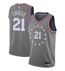 Youth Nike Philadelphia 76ers #21 Joel Embiid Swingman Gray NBA Jersey - City Edition