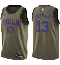 Men's Nike Philadelphia 76ers #13 Wilt Chamberlain Swingman Green Salute to Service NBA Jersey