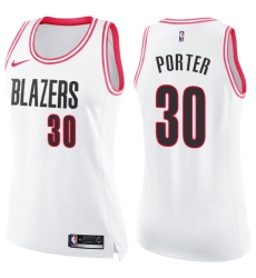 Women's Nike Portland Trail Blazers #30 Terry Porter Swingman White/Pink Fashion NBA Jersey