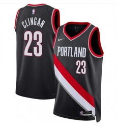 Men's Portland Trail Blazers #23 Donovan Clingan Black 2024 Draft Icon Edition Stitched Basketball Jersey