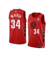 Men's Portland Trail Blazers #34 Jabari Walker 2022-23 Red Statement Edition Swingman Stitched Basketball Jersey