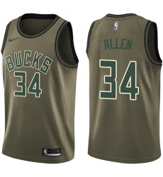 Youth Nike Milwaukee Bucks #34 Ray Allen Swingman Green Salute to Service NBA Jersey