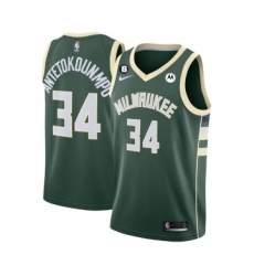 Men's Milwaukee Bucks #34 Giannis Antetokounmpo White With No.6 Patch Stitched Basketball Jersey