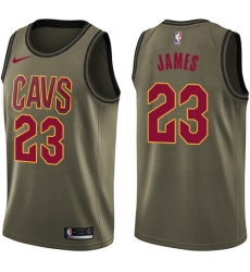 Men's Nike Cleveland Cavaliers #23 LeBron James Swingman Green Salute to Service NBA Jersey