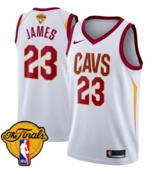 Women's Nike Cleveland Cavaliers #23 LeBron James Authentic White 2018 NBA Finals Bound NBA Jersey - Association Edition