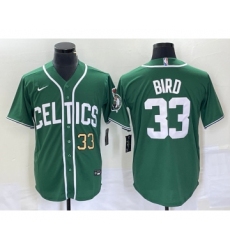 Men's Nike Boston Celtics #33 Larry Bird Number Green Stitched Baseball Jersey