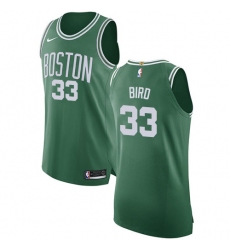 Women's Nike Boston Celtics #33 Larry Bird Authentic Green(White No.) Road NBA Jersey - Icon Edition