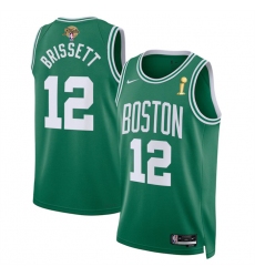 Men's Boston Celtics #12 Oshae Brissett Kelly Green 2024 Finals Champions Icon Edition Stitched Basketball Jersey