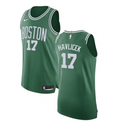 Men's Nike Boston Celtics #17 John Havlicek Authentic Green(White No.) Road NBA Jersey - Icon Edition