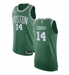 Men's Nike Boston Celtics #14 Bob Cousy Authentic Green(White No.) Road NBA Jersey - Icon Edition