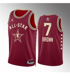 Men's 2024 All-Star #7 Jaylen Brown Crimson Stitched Basketball Jersey