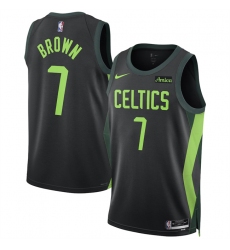 Men's Boston Celtics #7 Jaylen Brown Black 2024-25 City Edition Stitched Basketball Jersey