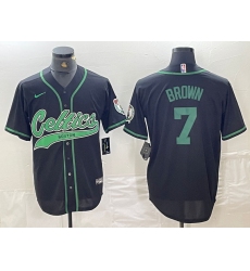 Men's Boston Celtics #7 Jaylen Brown Black Cool Base Stitched Baseball Jersey