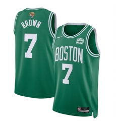 Men's Boston Celtics #7 Jaylen Brown Kelly Green 2024 Finals Icon Edition Stitched Basketball Jersey