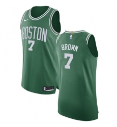 Youth Nike Boston Celtics #7 Jaylen Brown Authentic Green(White No.) Road NBA Jersey - Icon Edition