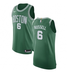 Men's Nike Boston Celtics #6 Bill Russell Authentic Green(White No.) Road NBA Jersey - Icon Edition