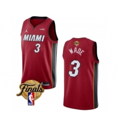 Men's Miami Heat #3 Dwyane Wade Red 2023 Finals Statement Edition Stitched Basketball Jersey