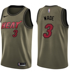 Men's Nike Miami Heat #3 Dwyane Wade Swingman Green Salute to Service NBA Jersey