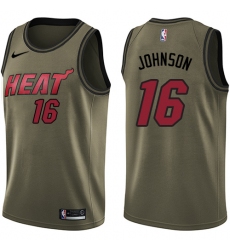 Youth Nike Miami Heat #16 James Johnson Swingman Green Salute to Service NBA Jersey