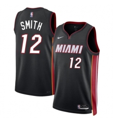 Men's Miami Heat #12 Dru Smith Black 2024 Icon Edition Stitched Basketball Jersey