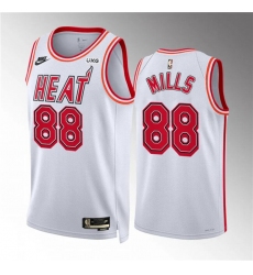 Men's Miami Heat #88 Patrick Mills White Classic Edition Stitched Basketball Jersey