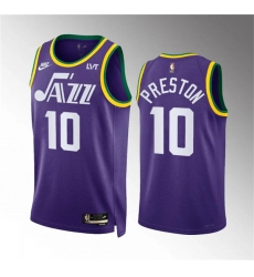 Men's Utah Jazz #10 Jason Preston Purple 2023-24 City Edition Stitched Basketball Jersey