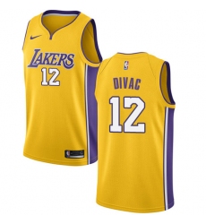 Men's Nike Los Angeles Lakers #12 Vlade Divac Swingman Gold Home NBA Jersey - Icon Edition