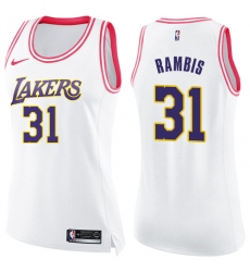 Women's Nike Los Angeles Lakers #31 Kurt Rambis Swingman White/Pink Fashion NBA Jersey