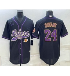 Men's Los Angeles Lakers #24 Kobe Bryant Black With Cool Base Stitched Baseball Jerseys