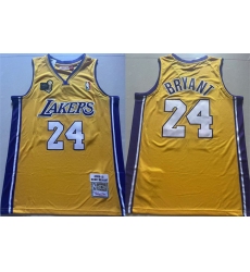 Men's Los Angeles Lakers #24 Kobe Bryant Yellow 2009-10 Stitched Throwback Basketball Jersey