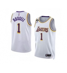 Men's Los Angeles Lakers #1 D’Angelo Russell 2022-23 White With NO.6 Association Edition Swingman Stitched Basketball Jersey